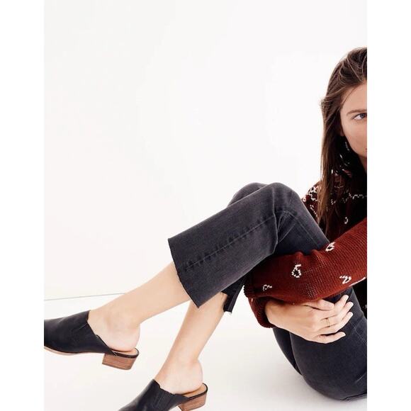 Madewell High Rise Cali Demi Faded Wash Boot Black Raw Hem Cropped Jeans 27 - Picture 4 of 12